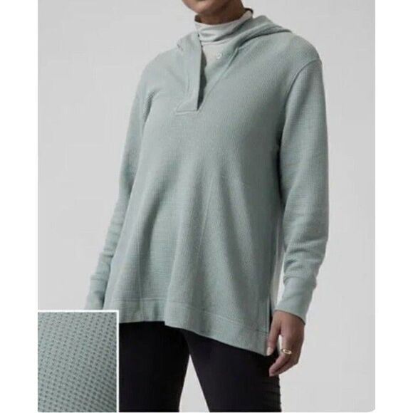 Athleta Women’s Hooded Coaster Luxe Tencel Waffle Knit Pullover Top Size Small - Picture 1 of 12